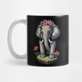 Adorable Elephant Among Blooms - Whimsical Nature Design Mug